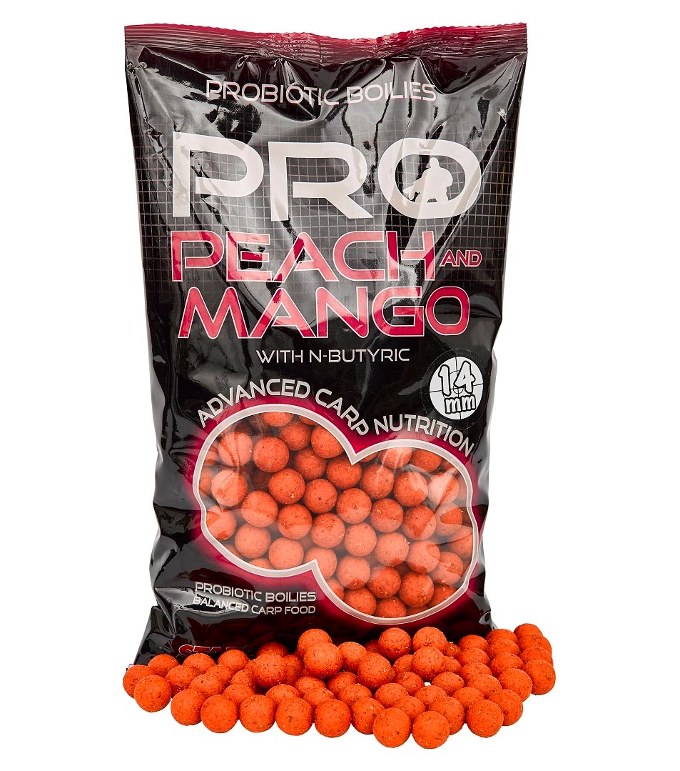 STARBAITS boilies Probiotic Peach & Mango (Broskev a Mango) 14mm/1kg