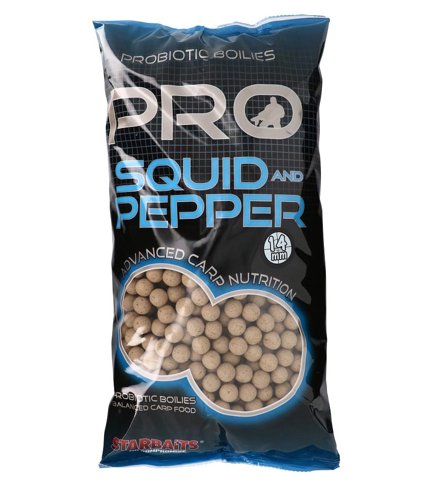 STARBAITS boilies Probiotic Squid & Pepper (oliheň a pepř) 14mm/2,5kg