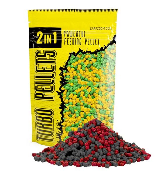 Carp Zoom Turbo Pellets 2v1 3mm/Jahoda -Ryba/500g