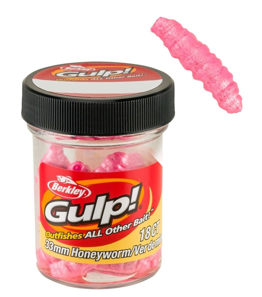 Berkley vosí larva Gulp Honey Worm 330mm Bubble Gum 18 ks