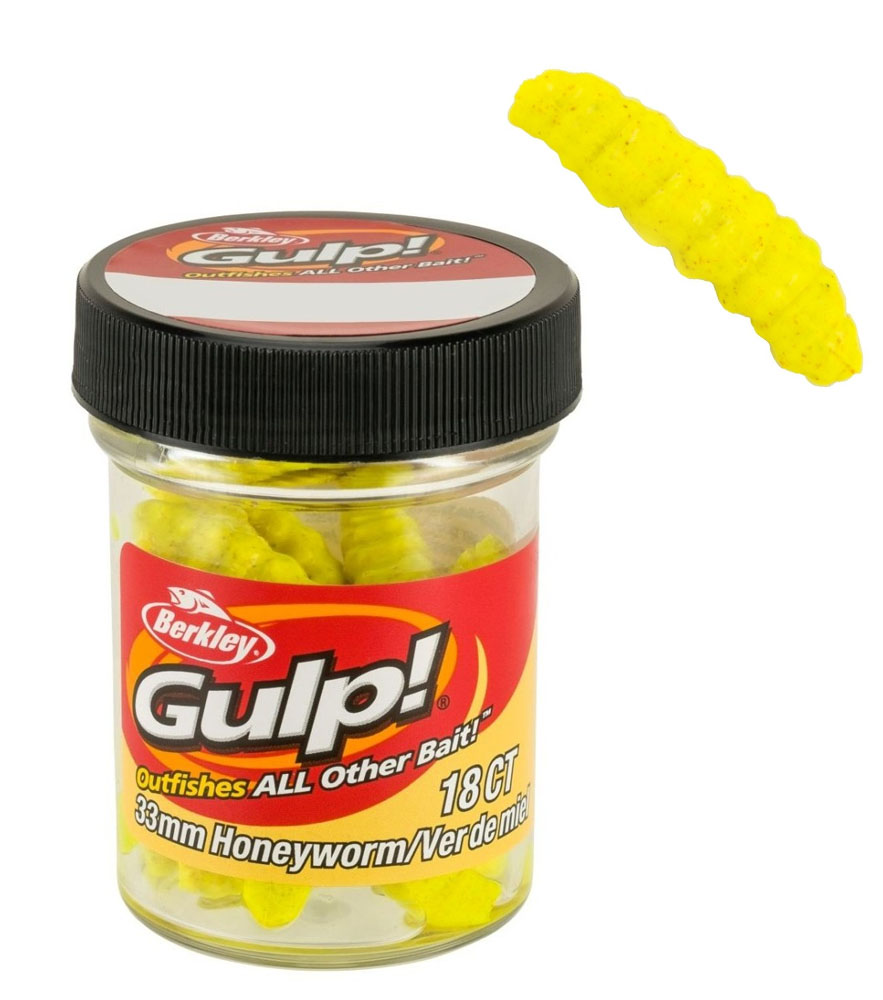 Berkley vosí larva Gulp Honey Worm 330mm Honey Yellow 18 ks