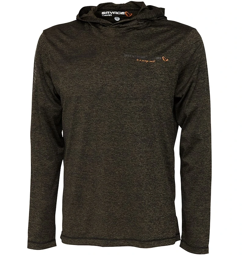Savage Gear mikina Fighter Stretch Hoodie Burnt Olive Melange-XL