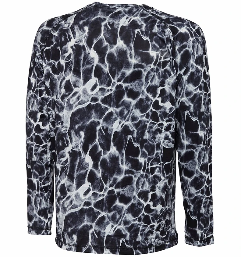 Savage Gear tričko dlouhým rukávem Night UV Long Sleeve T Shirt Black Waterprint-L