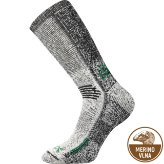 VoXX ponožky zimní thermo ORBIT z merino vlny ŠEDÉ MELÉ SE ZELENOU