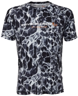 Savage Gear tričko Night UV T Shirt Black Waterprint
