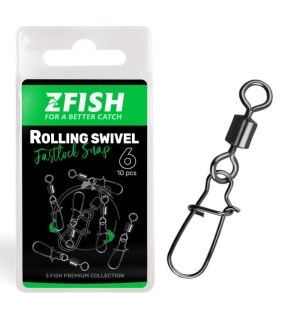 ZFISH Obratlík s Karabinou Rolling Swivel & Fastlock Snap